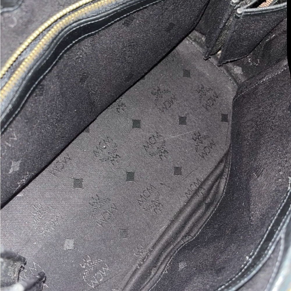 MCM Black Satchel with Structured Design and Monogram - Picture 11 of 15